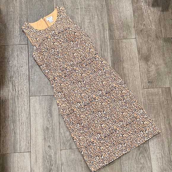J. Crew Dresses & Skirts - J. Crew Leopard Print Basketweave Midi Sheath Dress